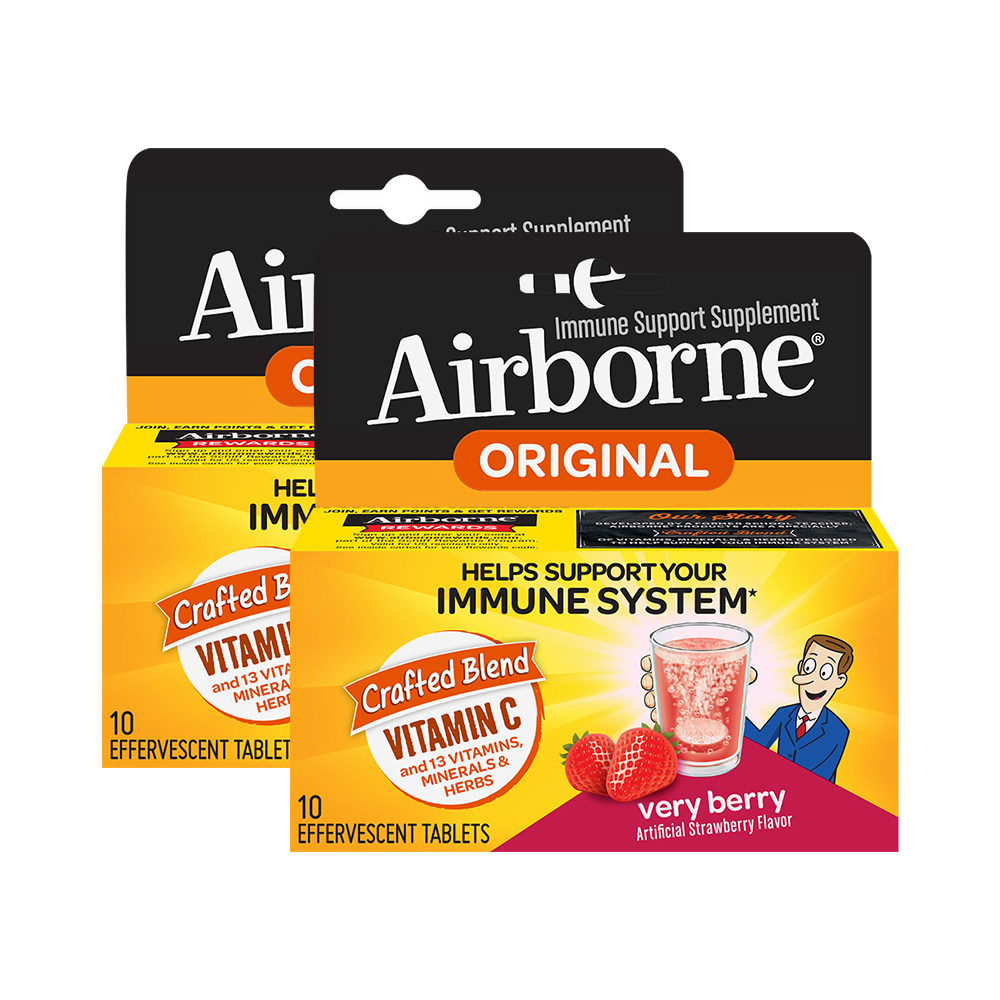 美国airborne复合维生素vc泡腾片果味10粒矿物质补充维生素c