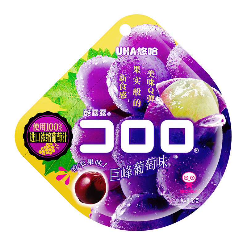 软糖果汁自营uha悠哈葡萄52g味觉糖酷露露传统糖果