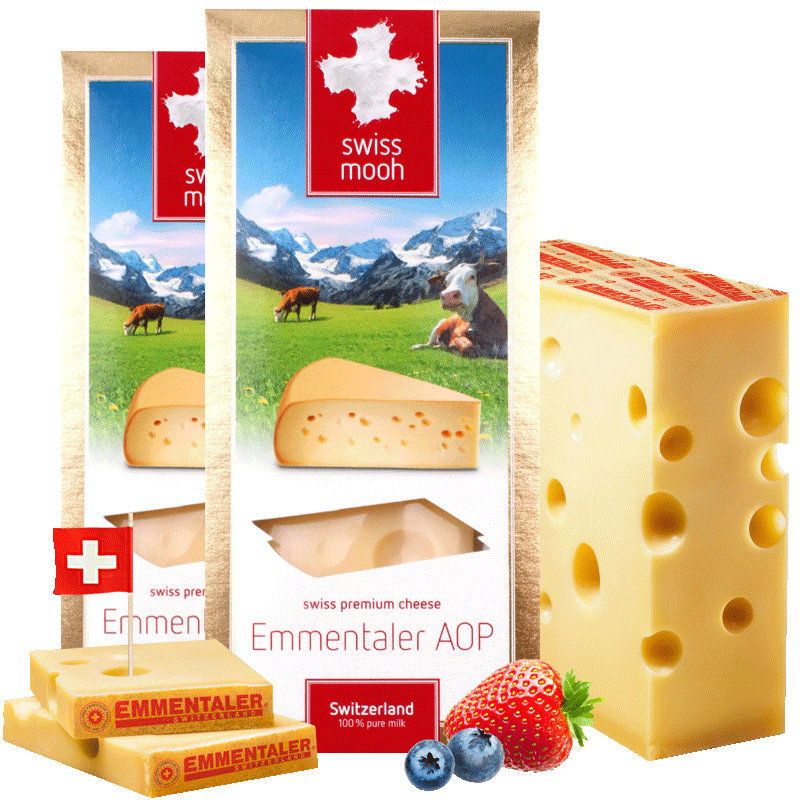 直营瑞士进口瑞慕埃曼塔aop大孔原制奶酪即食奶酪