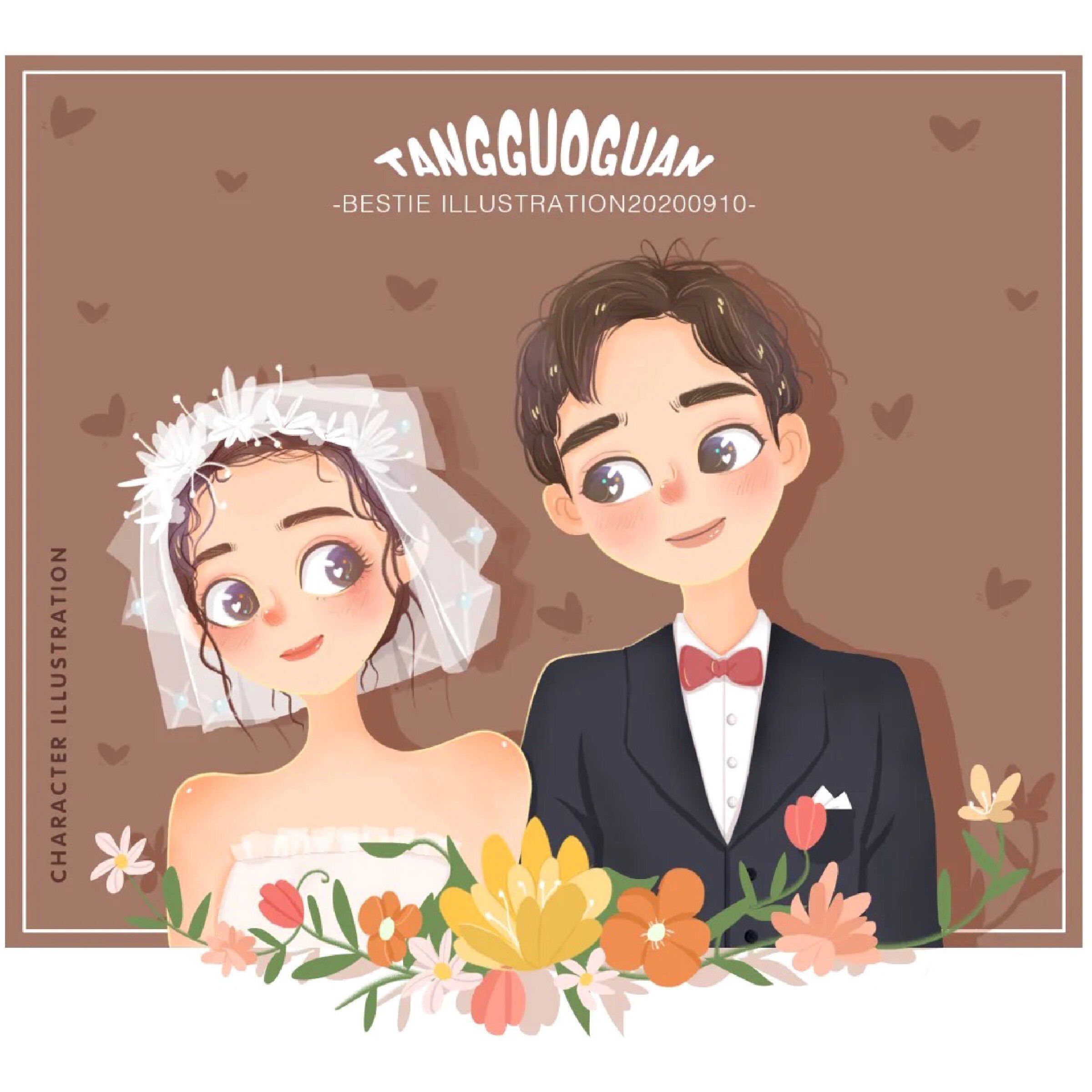 甜蜜情侣头像真人照片转手手绘设计写实婚纱迎宾卡通