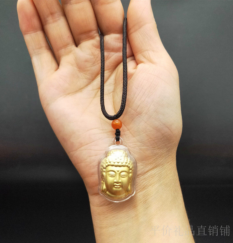 兔年金箔佛头吊坠保平平安项链开运金币福袋项坠