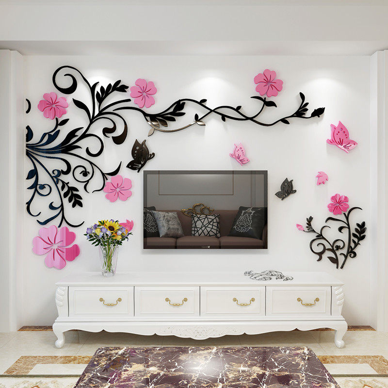 电视背景墙壁纸现代简约3d立体亚克力贴纸自粘客厅墙贴