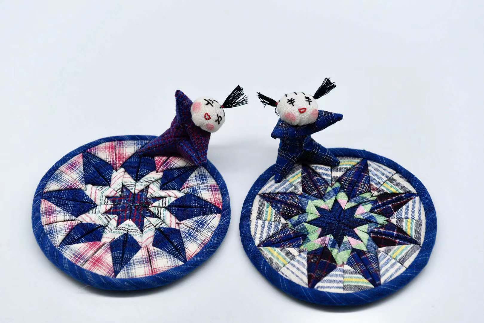 杯垫手工崇明土布原创吸水超厚堆立体拼布茶杯杯垫