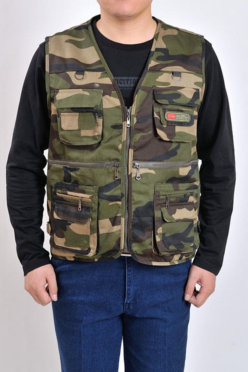 马甲春秋款军绿马迷彩休闲休闲马摄影中老年男士背心