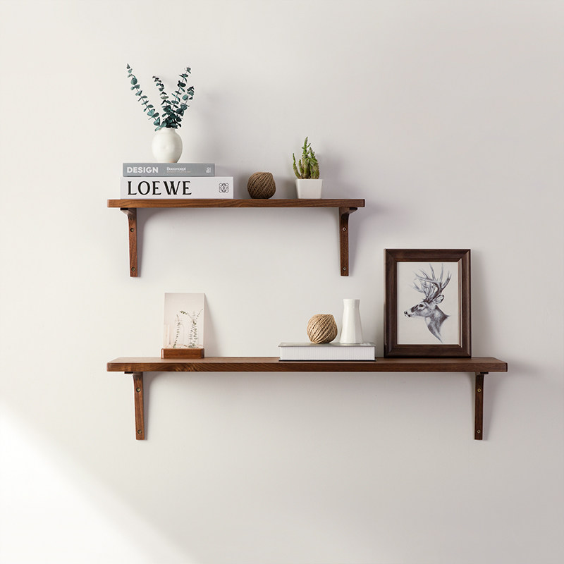 实木墙上置物架创意一字搁板墙壁书架客厅卧室整理架