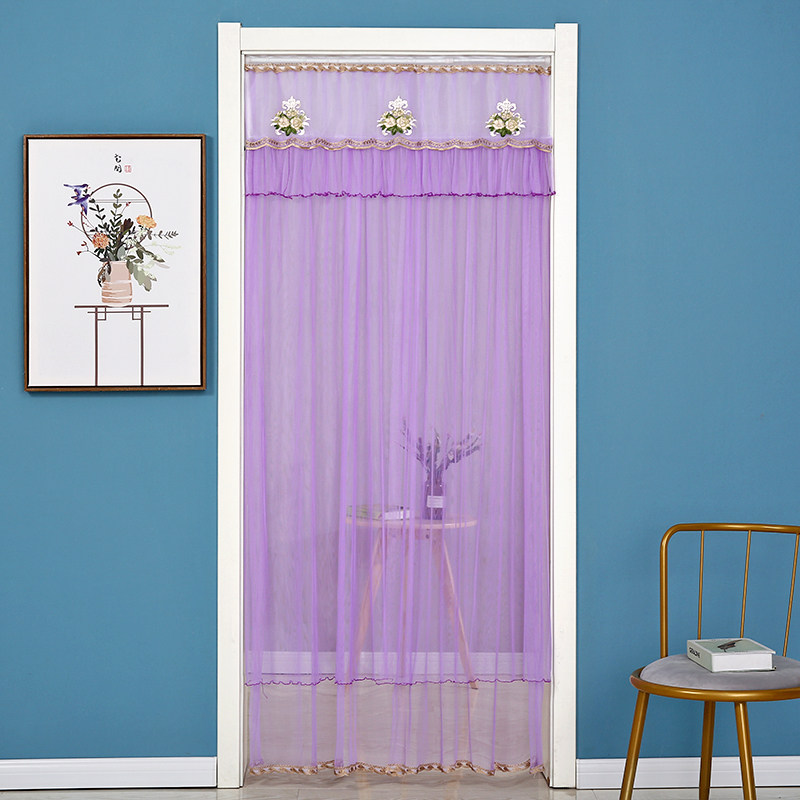 门帘防蚊纱窗窗帘拉杆款防蚊网打孔帘子苍蝇门帘