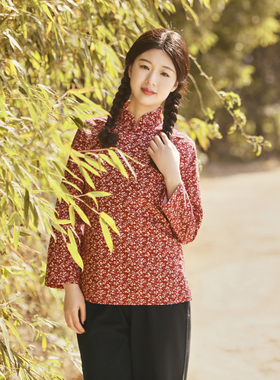 村姑女纯棉碎花乡村风怀旧演出服