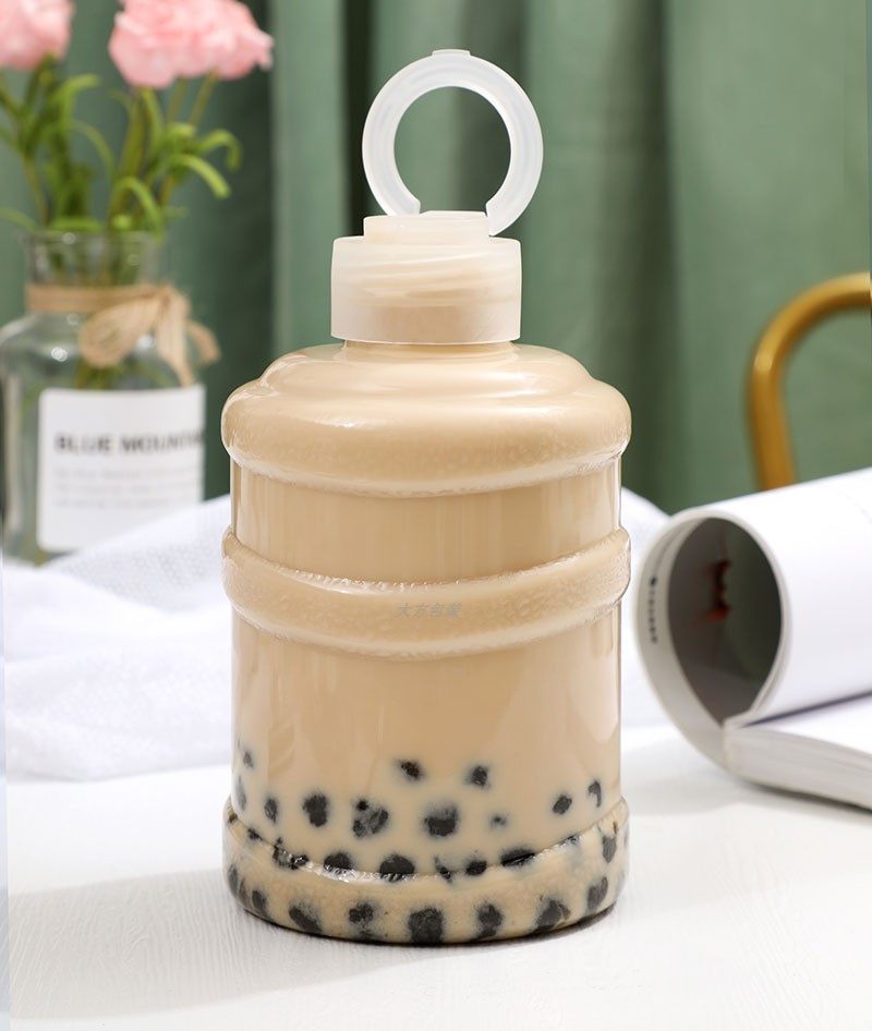 650ml透明加厚迷你水桶奶茶茶杯创意网红果汁塑杯