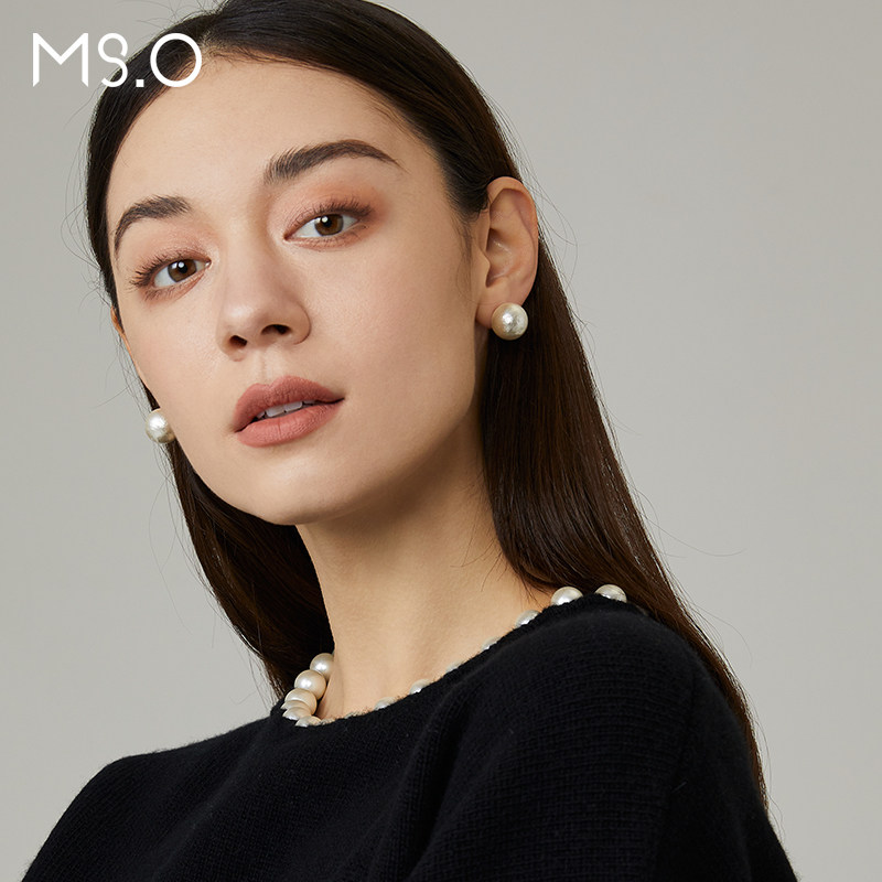 棉花大珍珠耳钉复古珍珠耳环轻奢高级耳饰纯银耳钉