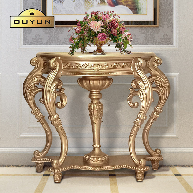 玄关半圆欧式复古装饰靠墙边柜进门玄关台