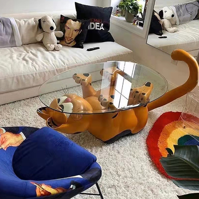 创意创意设计设计师可爱动物造型桌子彩绘卡通玻璃钢茶几