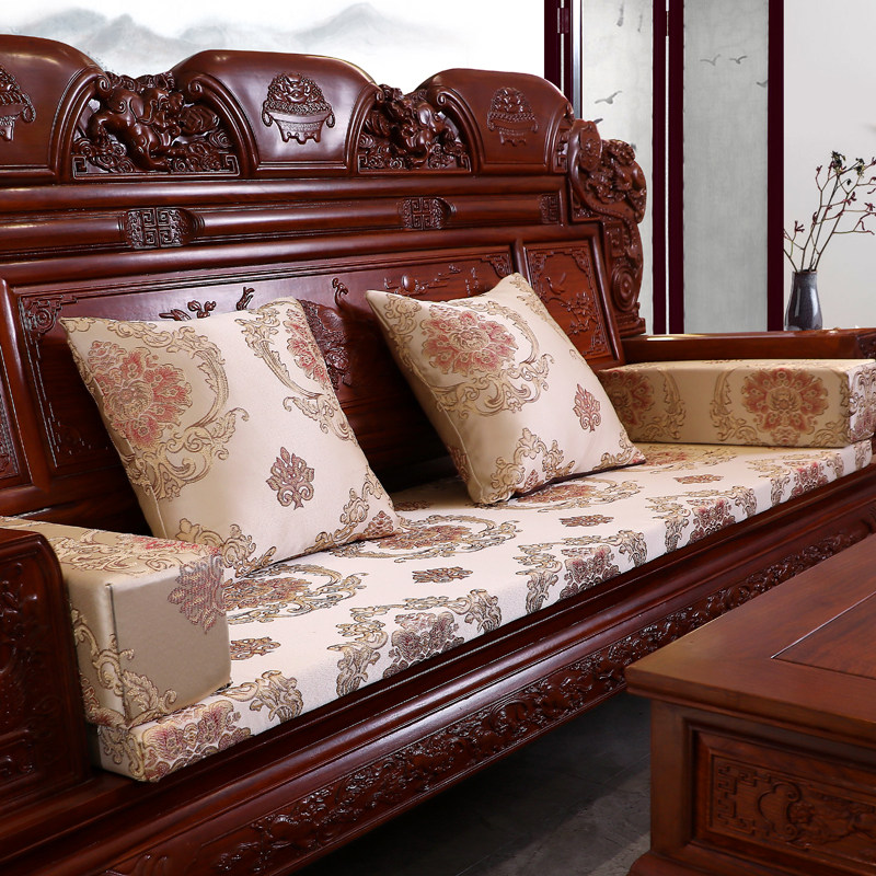 沙发实木红木2米诺然老式三人木头坐垫沙发垫