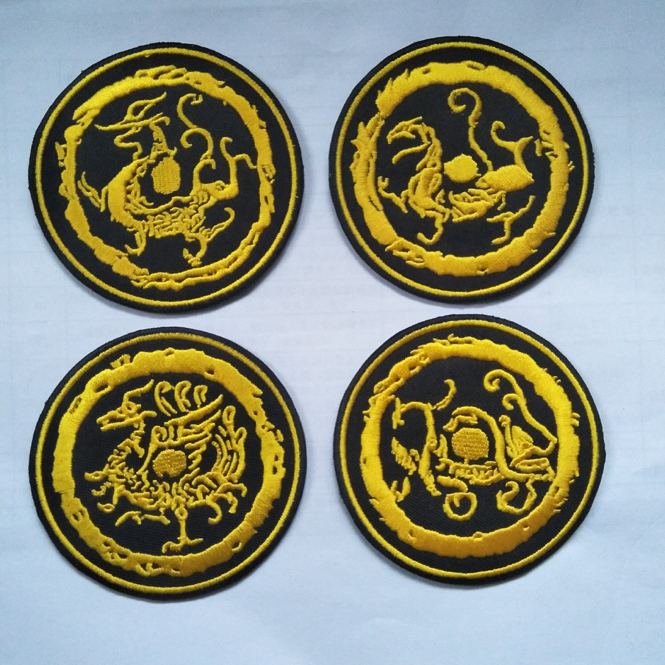 四大神兽青龙白虎朱雀玄武金黄刺绣标志臂章背包贴章