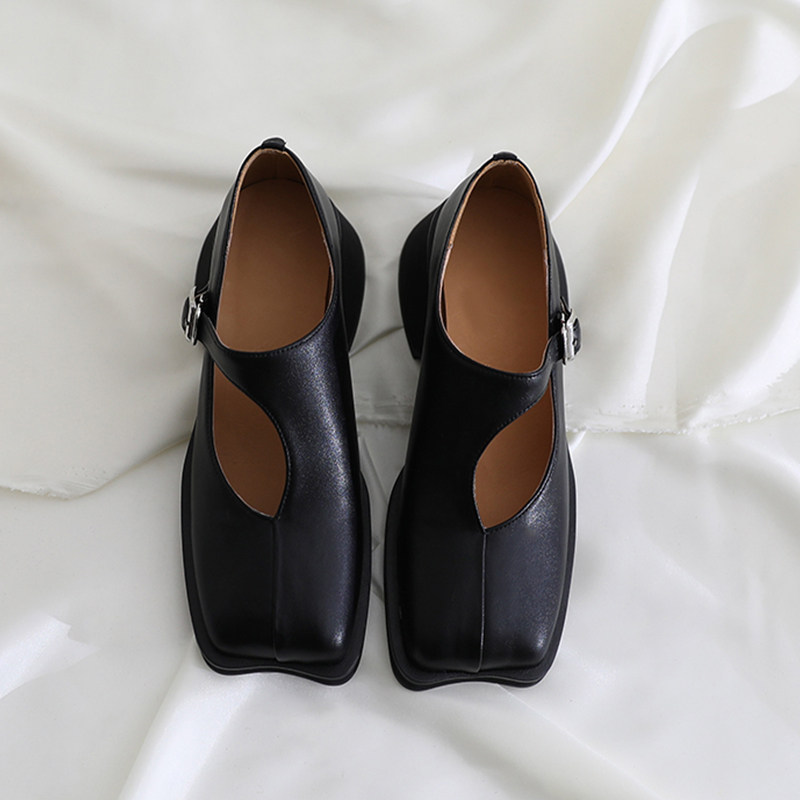 皮鞋莲花府邸原创新款单鞋方头简约休闲时尚单鞋