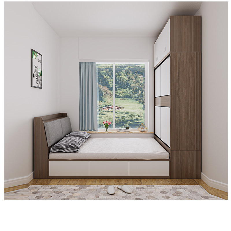 主卧榻榻米小户户型儿童成人卧室衣柜组合飘窗板式床