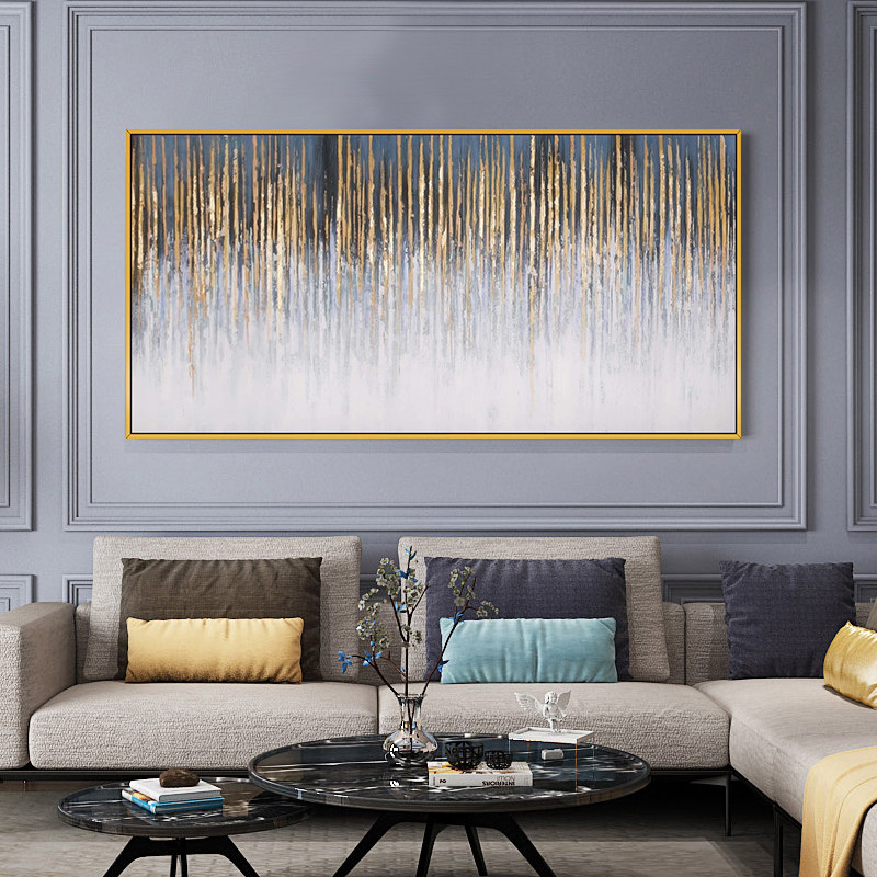 手绘油画现代简约北欧美式风格横版挂画抽象轻奢油画