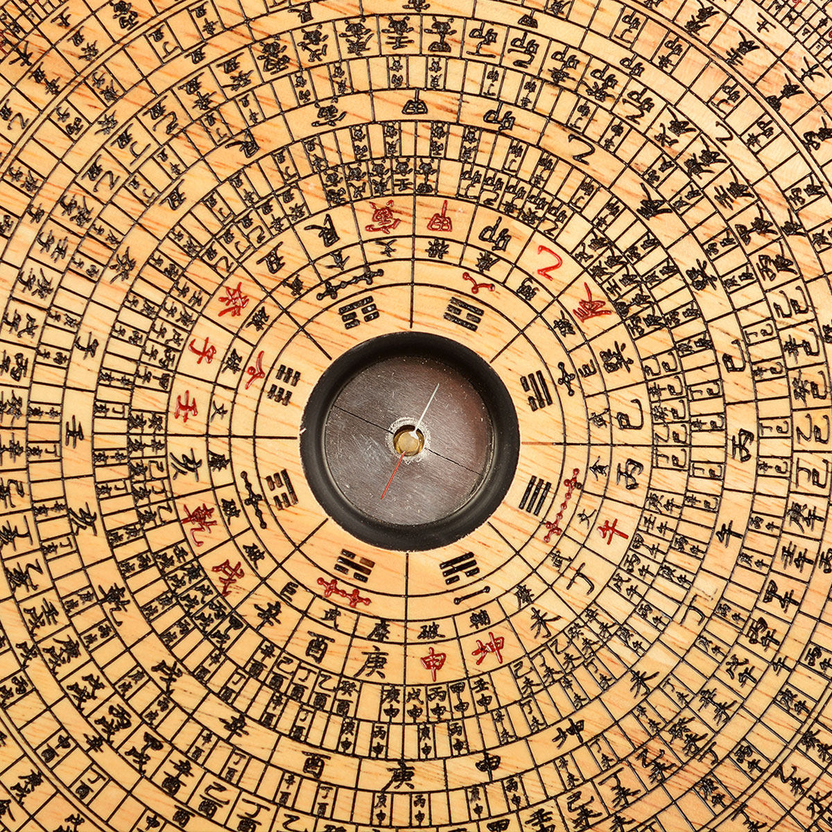 罗盘祈福阁手工桃木圆形综合专业指南针小罗高精度摆件