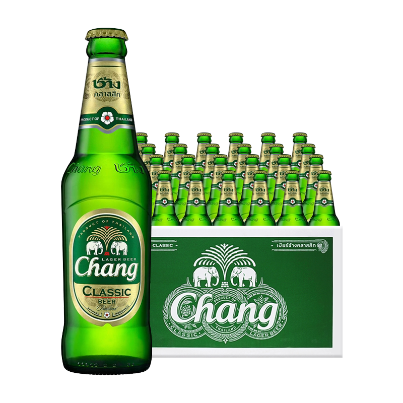 啤酒chang大象泰国原装进口双象泰象320ml24瓶整箱啤酒