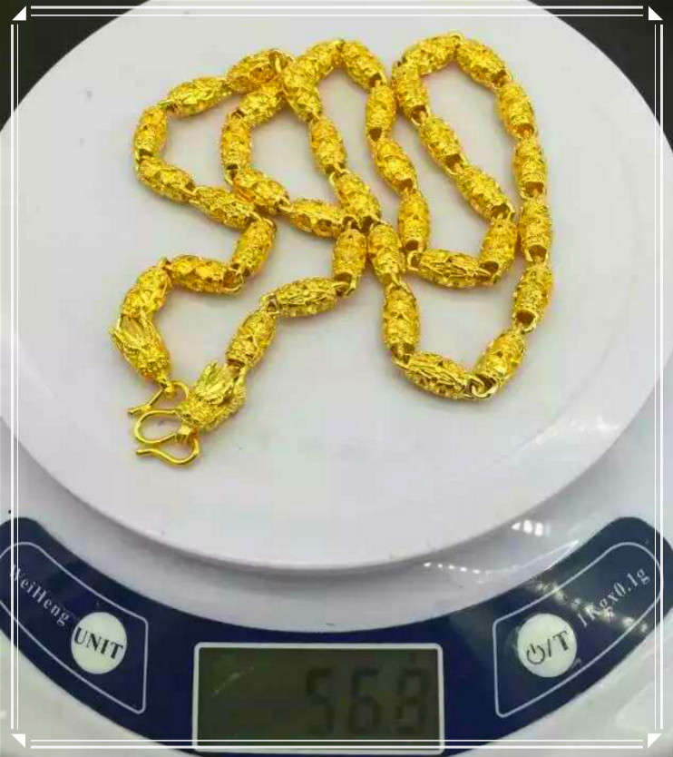 不褪色黄金龙头新款沙金项链火烧金越南欧首饰项链