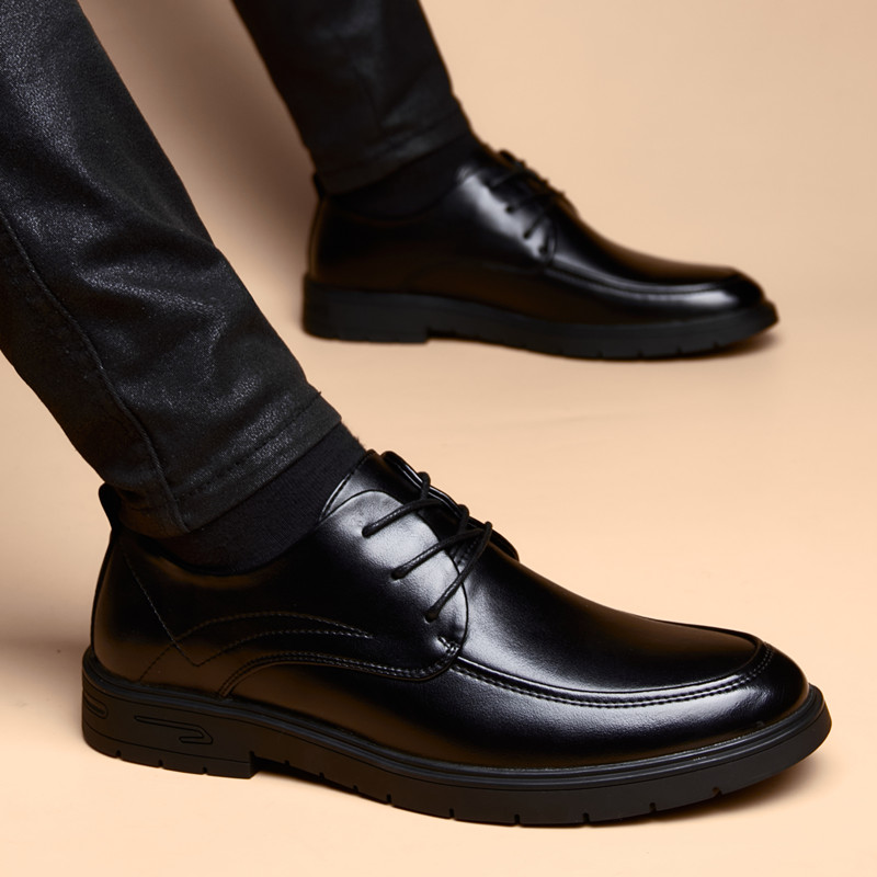夏季男士英伦韩版透气真皮正装皮鞋青年商务正装皮鞋
