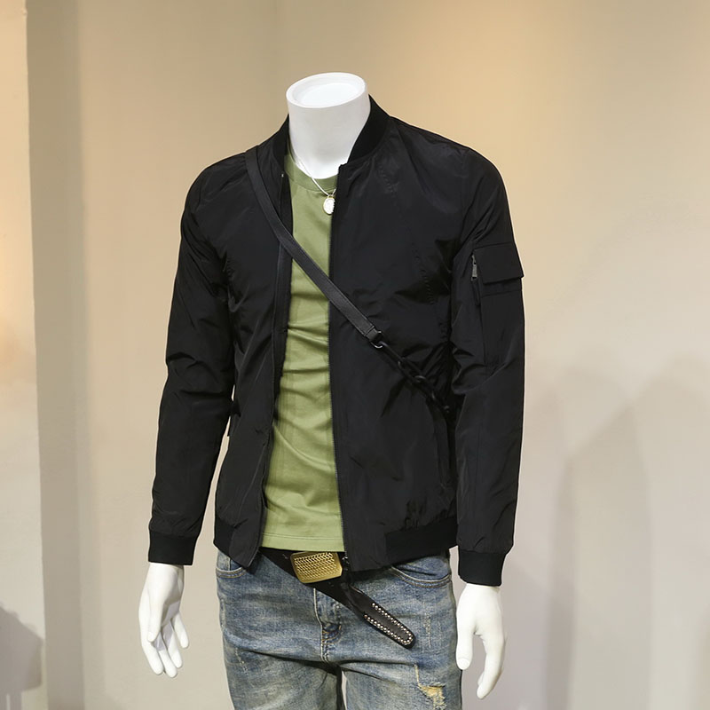 摩纳哥男士小立领外套男韩版修身棒球服百搭教练夹克男通勤百搭帅