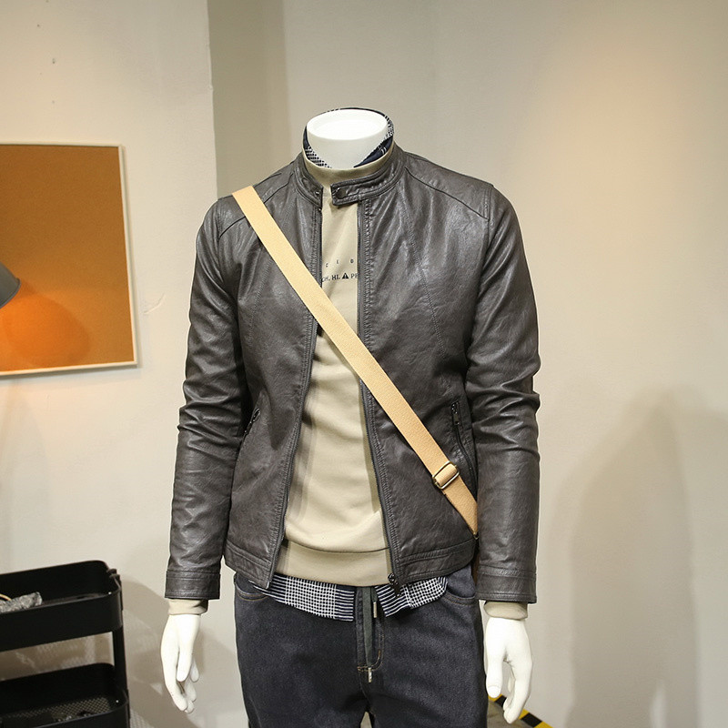 复古软皮衣服男士机车夹克皮衣男潮2021帅气皮夹克男外套加厚加绒