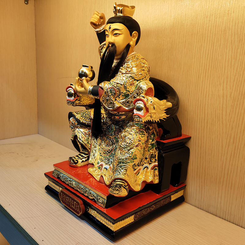 道教雷公雷神雷祖香樟木雕九天应元雷声普化摆件