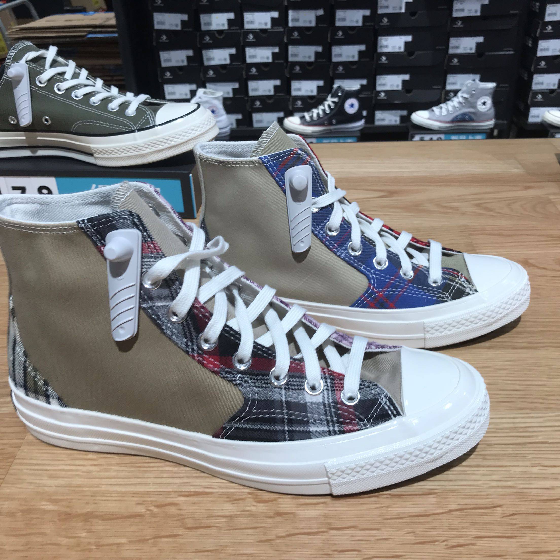 匡威1970s三星星标格子拼接撞色随机鸳鸯配色帆布鞋