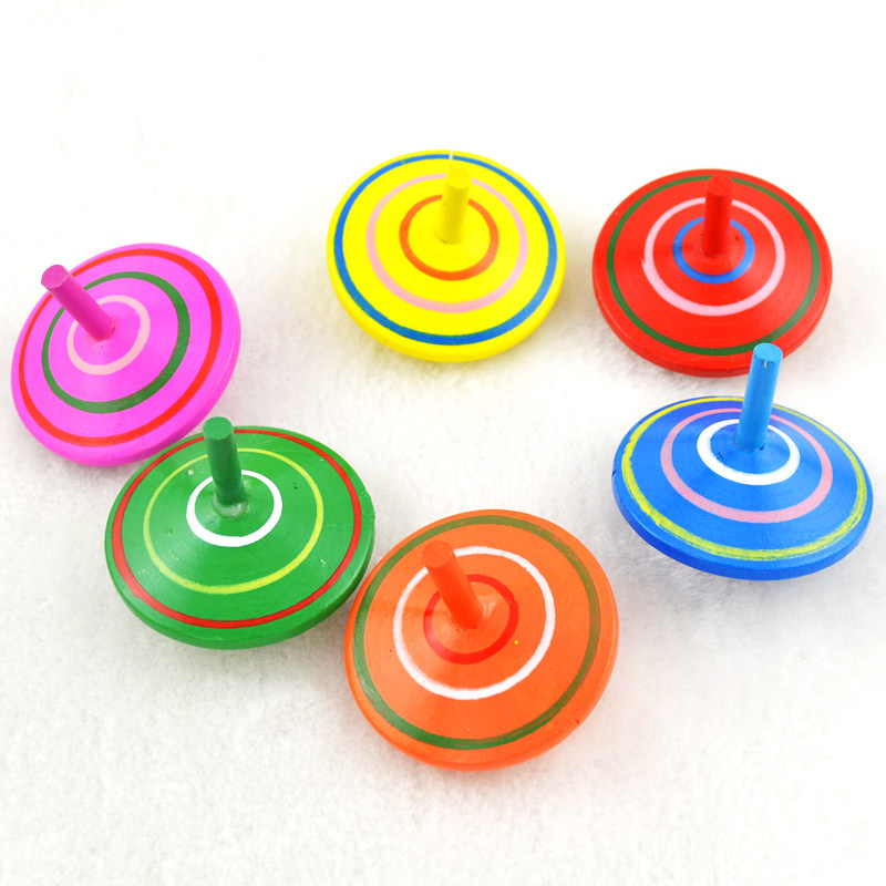 大号木质彩色陀螺儿童户外传统创意玩具幼儿园陀螺