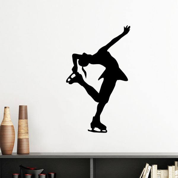 女士花样滑冰运动剪影墙贴壁纸房间贴花贴纸