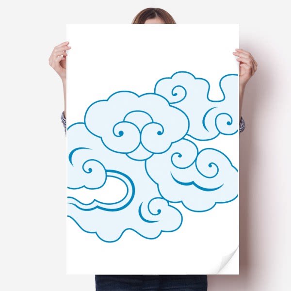 贴纸绘画文化白色云朵海报80x55cm卧室家居装饰宣传单