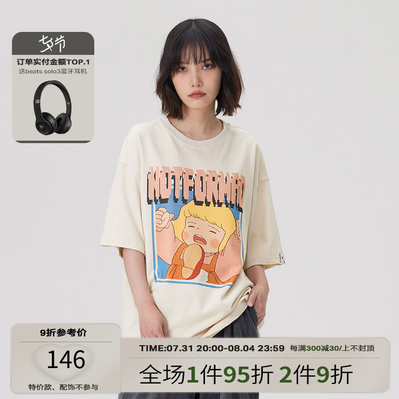 NOTFORMAD(NFM)潮牌复古卡通人物插图印花短袖T恤男女同款半袖Tee