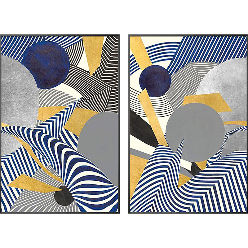 手绘抽象几何油画现代简约玄关过道走廊装饰壁画油画