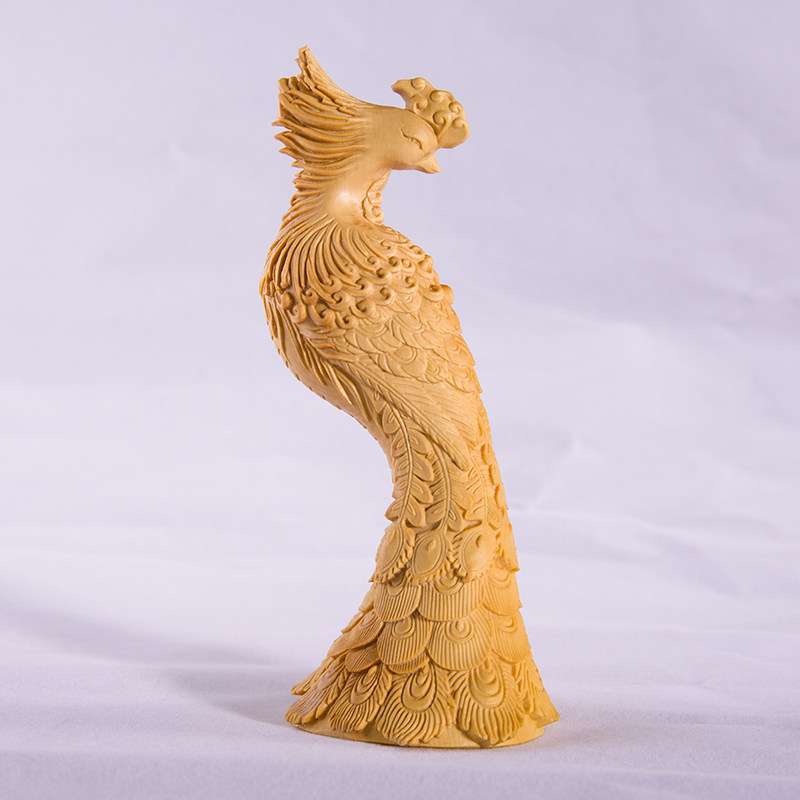 乐清黄杨木雕凤凰精雕工艺品摆件丹凤朝阳实木雕刻木雕