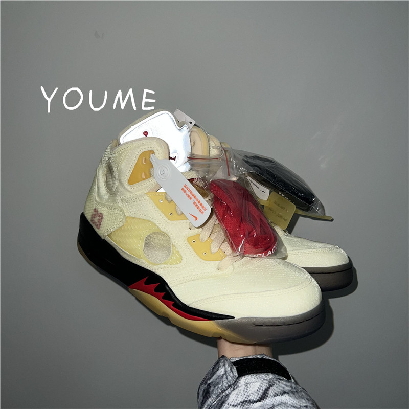 off-whiteairjordanaj5ow联名米白蝉翼白帆dh8565-100篮球鞋