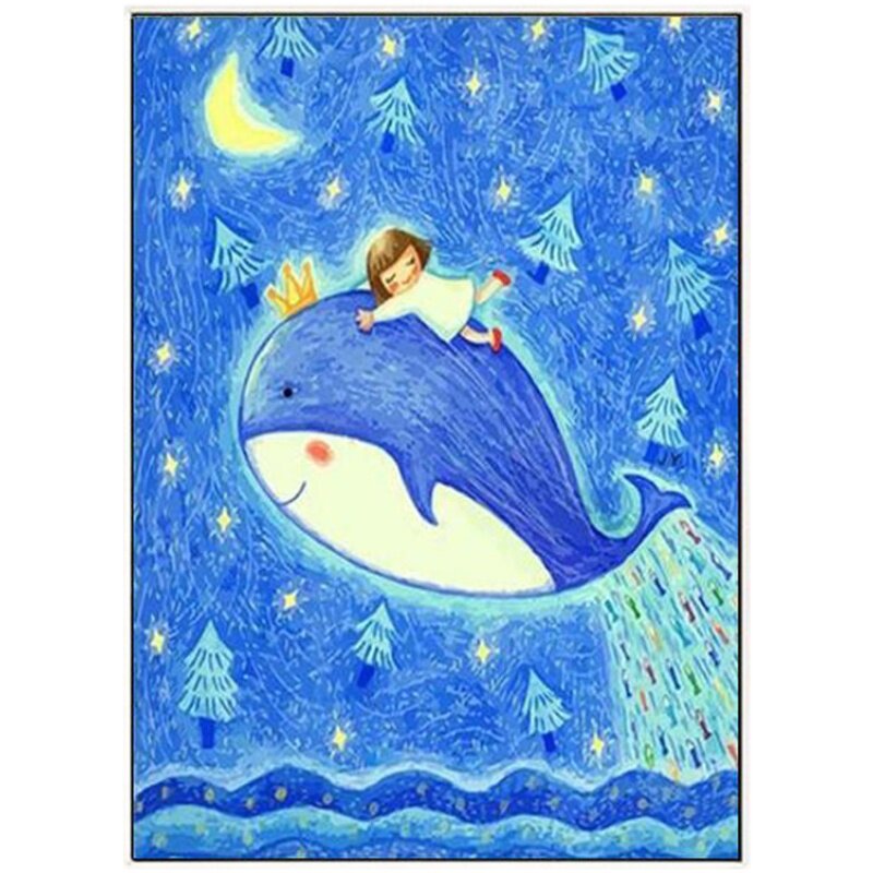 钻石2022新款卡通鲸鱼女孩5d点贴十字绣客厅十字绣套件