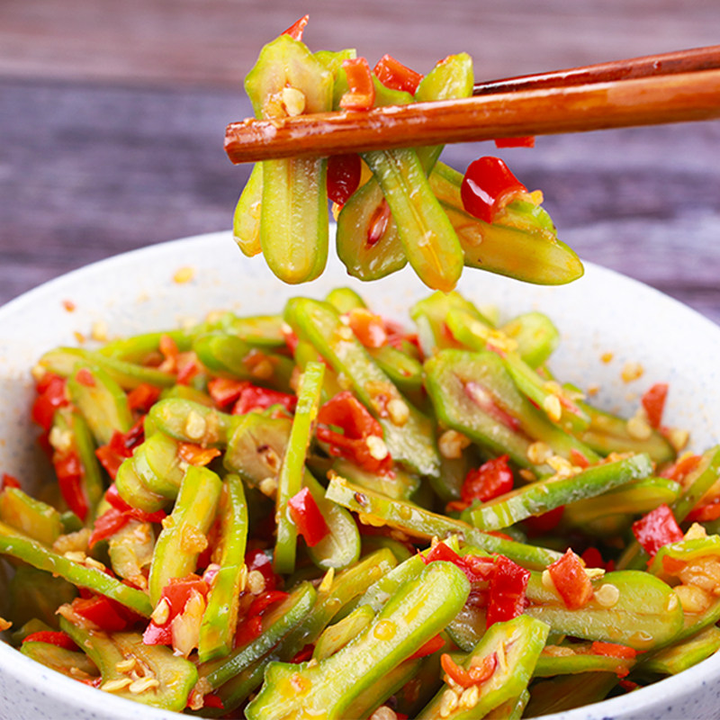 红油剁椒刀豆剁辣椒农家自制香辣爽口下饭菜脆辣开胃菜拌面腌咸菜