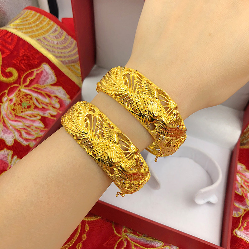 镀金镯子首饰金首饰饰品25mm婚庆结婚新娘手镯手镯
