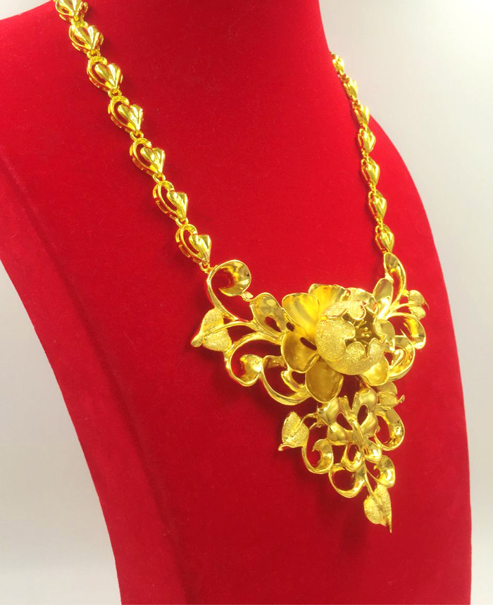 结婚镀金项链新娘黄铜沙金饰品金项链欧币婚庆项链