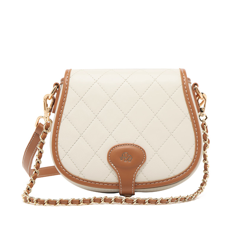 micocah包包2020新款潮单肩斜挎女包撞色菱格马鞍包百搭时尚ins