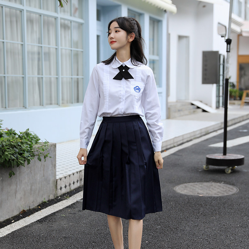 台湾校服套装附中中学生jk制服风琴褶白衬衫学生校服