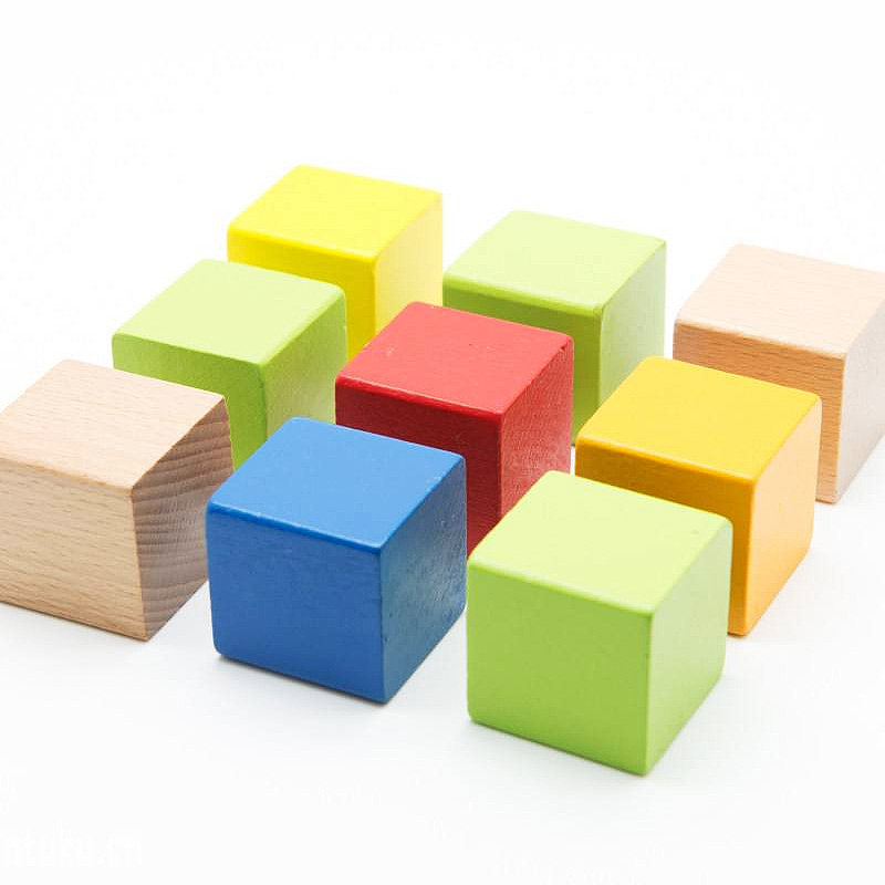 进口榉木100粒大块木制正方体立方体积木 数学思维训练教玩具儿童