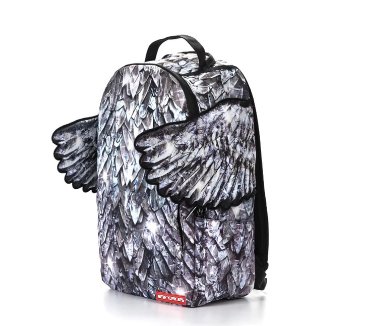 sg潮牌正品创意钻石羽毛翅膀双肩包双肩背包