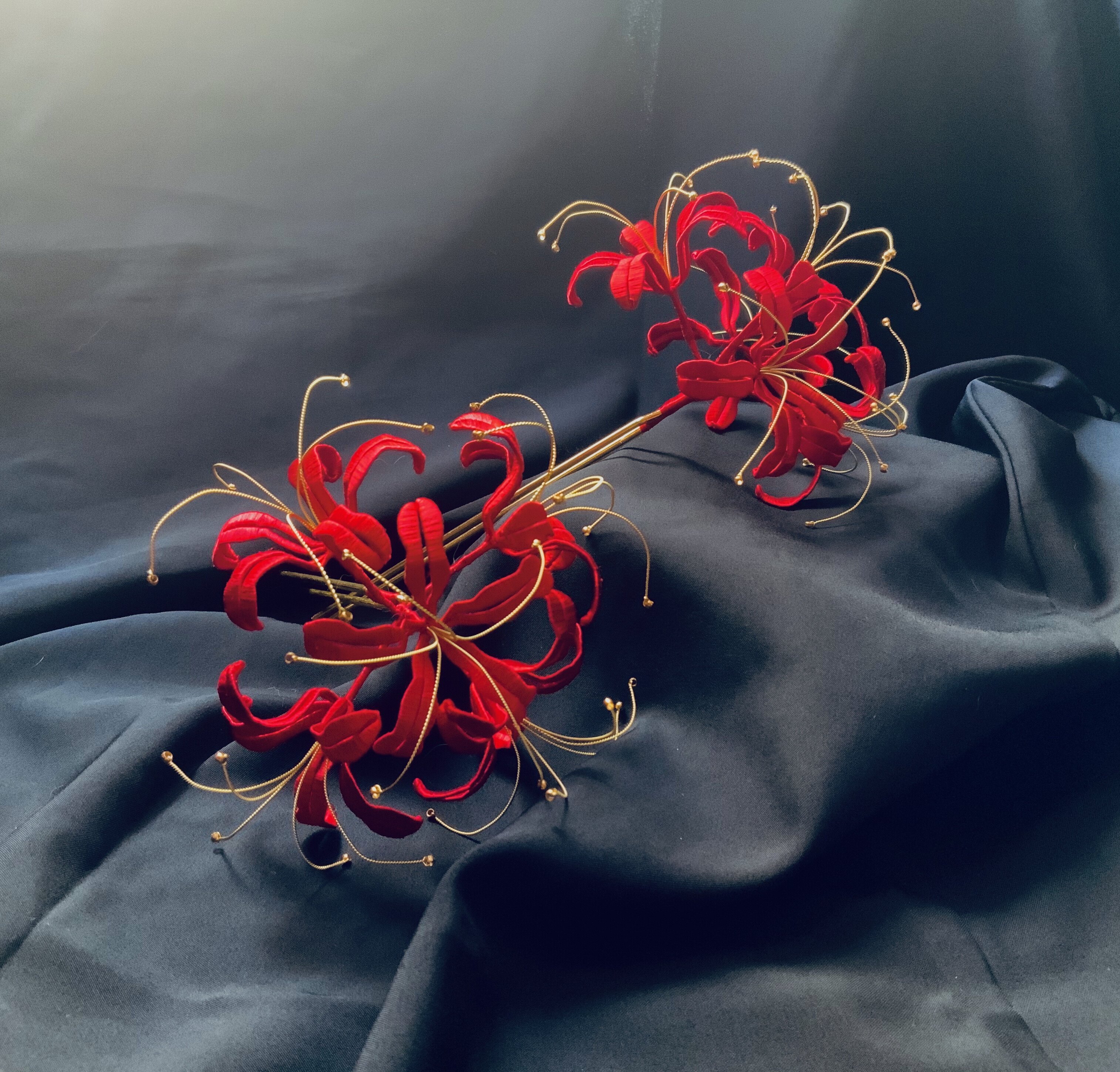红色曼珠沙华彼岸花元素发簪汉服配饰搭配傲娇古风配饰