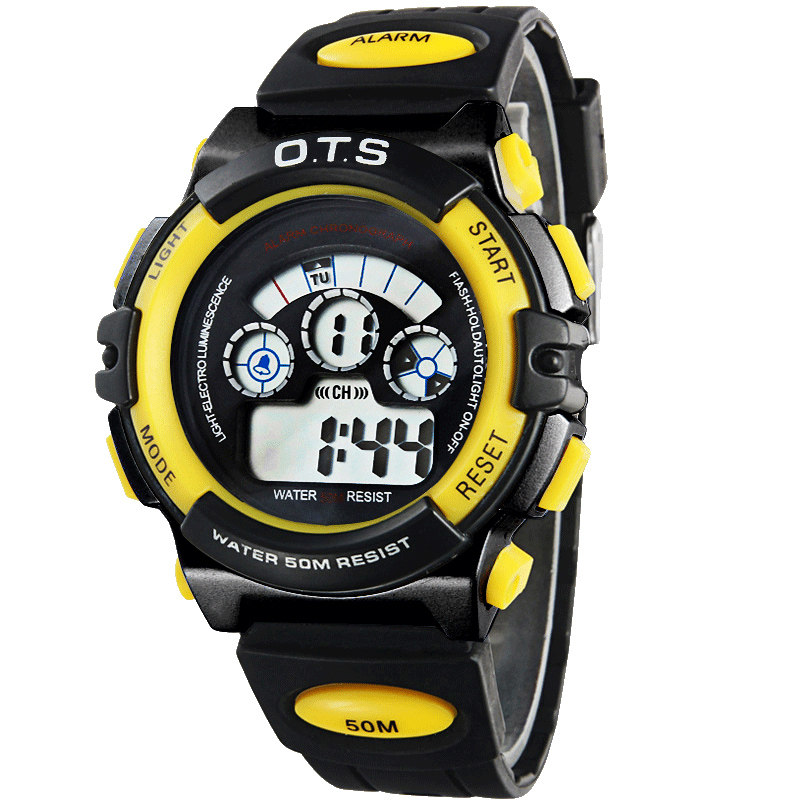 ots儿童手表男孩防水夜光小学生手表女孩多功能数字式电子表女潮