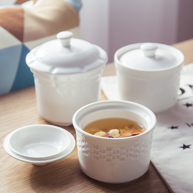 炖盅陶瓷带盖家用隔水炖汤盅蒸燕窝蒸鸡蛋羹煲汤碗炖罐小号一人份