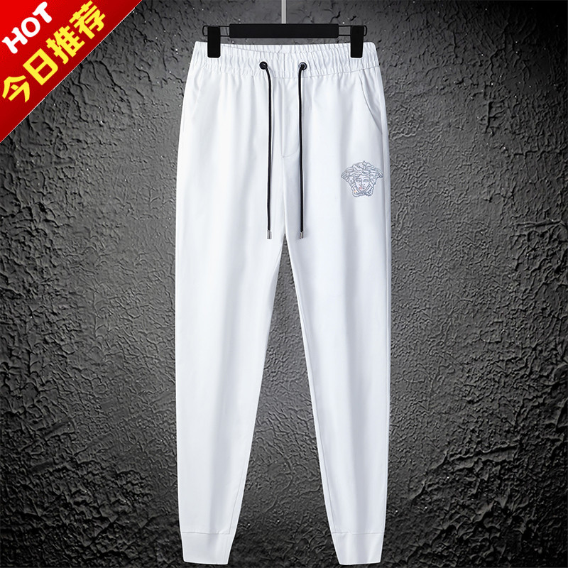 欧洲站高档潮牌白色休闲裤男装长裤运动裤子潮流轻奢烫钻欧货时尚