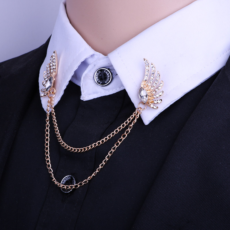 领针韩版衬衫天使翅膀流苏胸针气质领饰胸花胸针