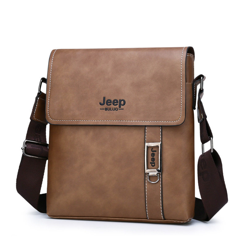 jeep吉普男包单肩包新潮竖款韩版商务休闲皮包男士包包斜挎包背包