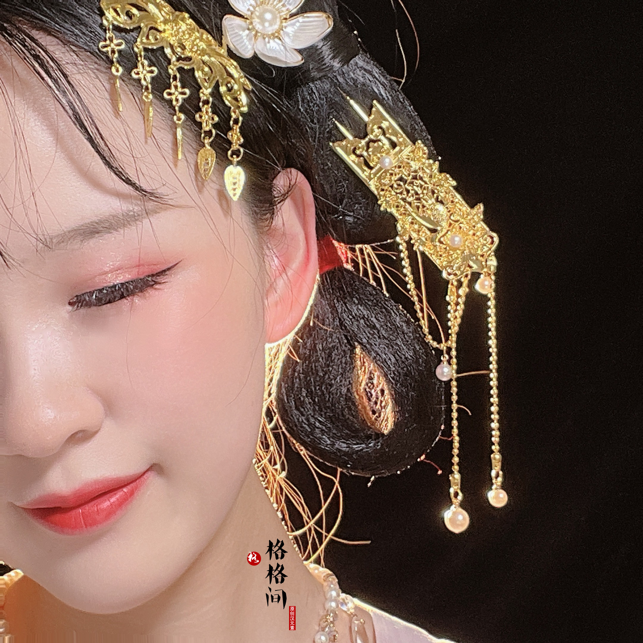 格格原创汉服配饰挑牌花魁富贵复原唐风发簪发饰